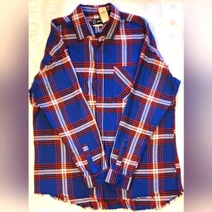 Mens XL long-sleeved plaid multi color button up shirt